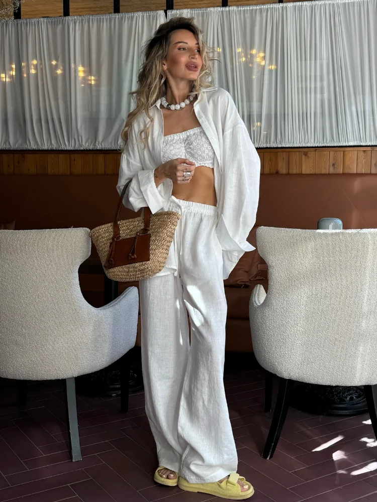 Ethnic Fashion Design - 2025 Solid Casual Cotton Linen Shirt
