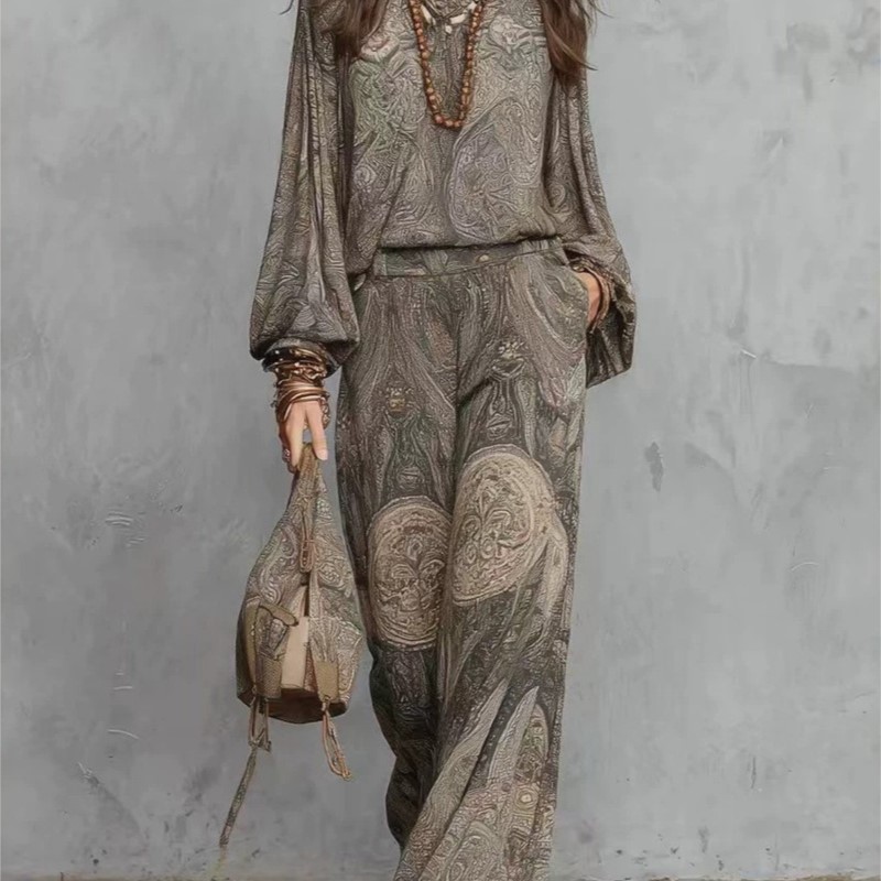 Boho Paisley Print Two-Piece S - Ethnic Fashion Design ulasan dan harga