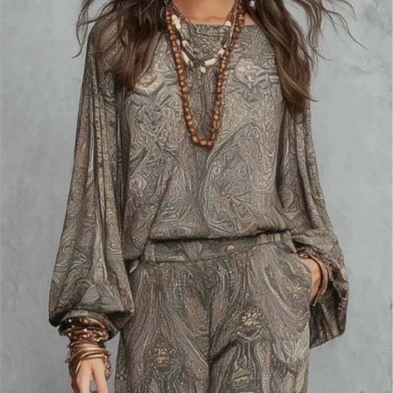 Boho Paisley Print Two-Piece S - Ethnic Fashion Design ulasan dan harga
