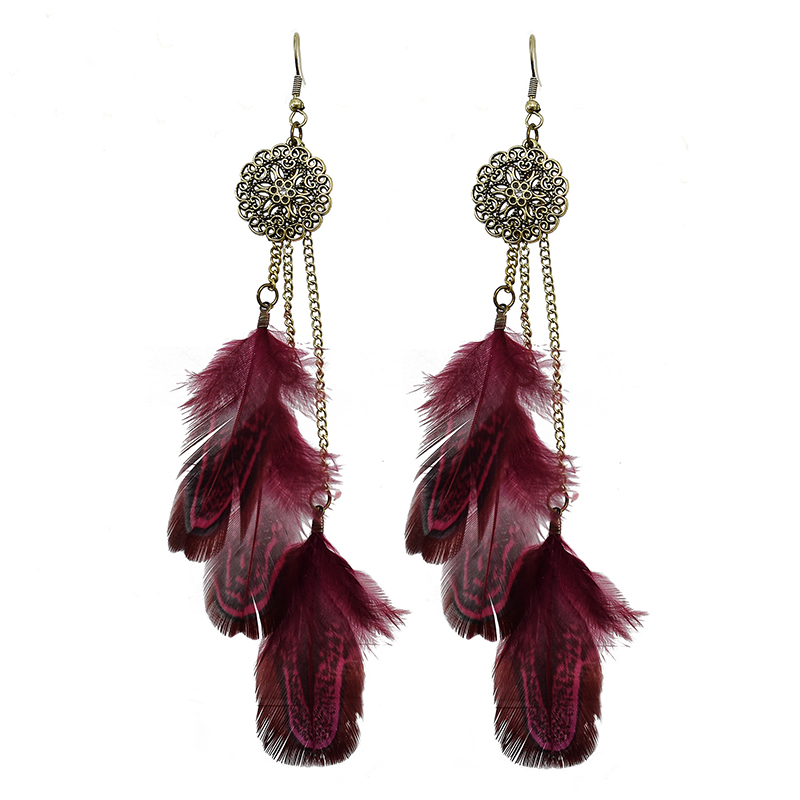 Bohemian Feather Earrings For  - Ethnic Fashion India ulasan dan harga