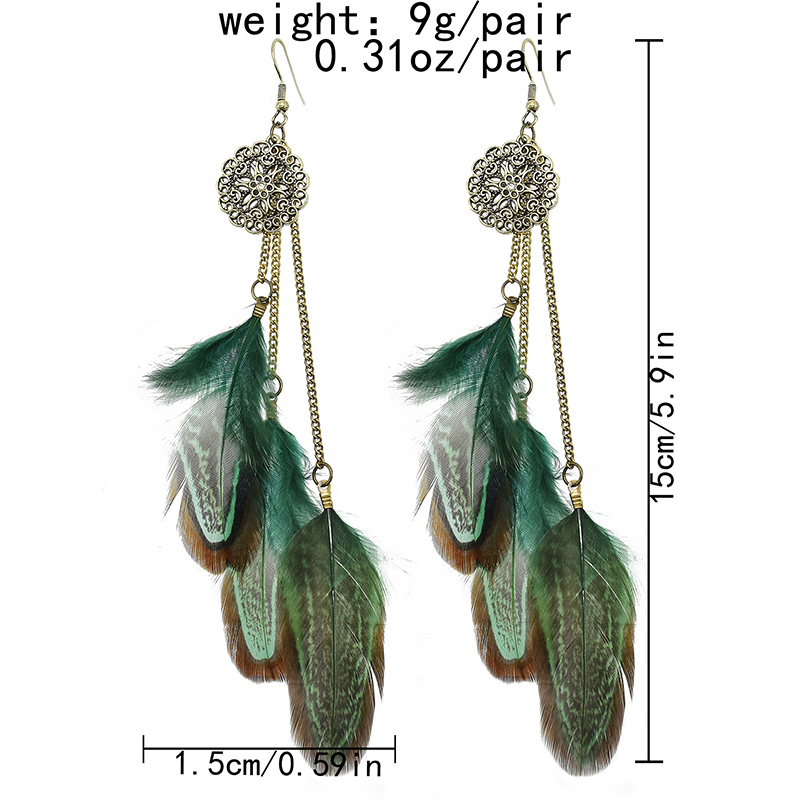 Bohemian Feather Earrings For  - Ethnic Fashion India ulasan dan harga