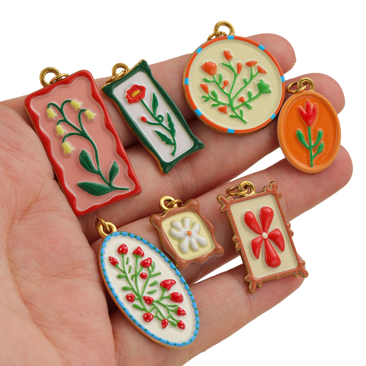 2pcs Boho Enamel Flower Pendan - Ethnic Fashion Design ulasan dan harga